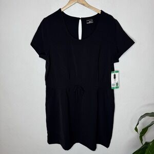 New 32 Degrees Black Soft Twill Drawstring Dress Athleisure Tennis Womens XL